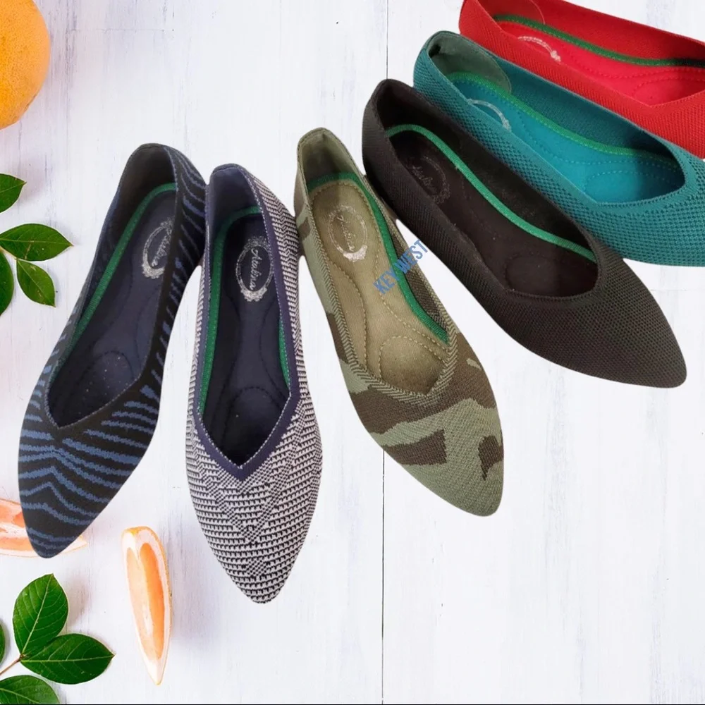 Italina Black Slip On Pointed Toe Fabric Comfort Walking Flat - Picture 2 of 6